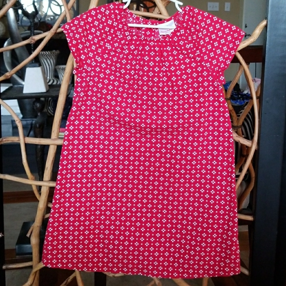 EUC Girl's Hanna Andersson Red & White Dress sz6-7